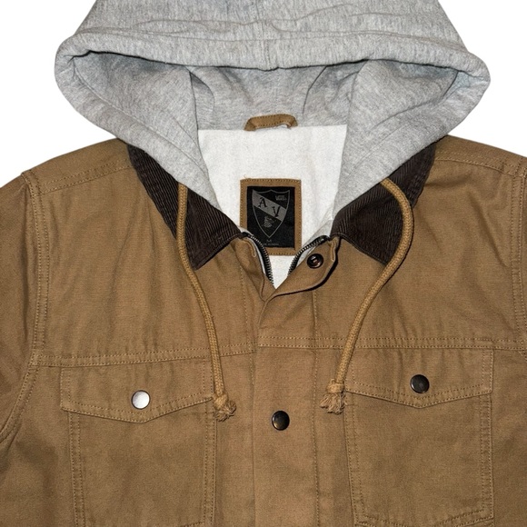 Men's Brown Jacket with Hood - Picture 3 of 5